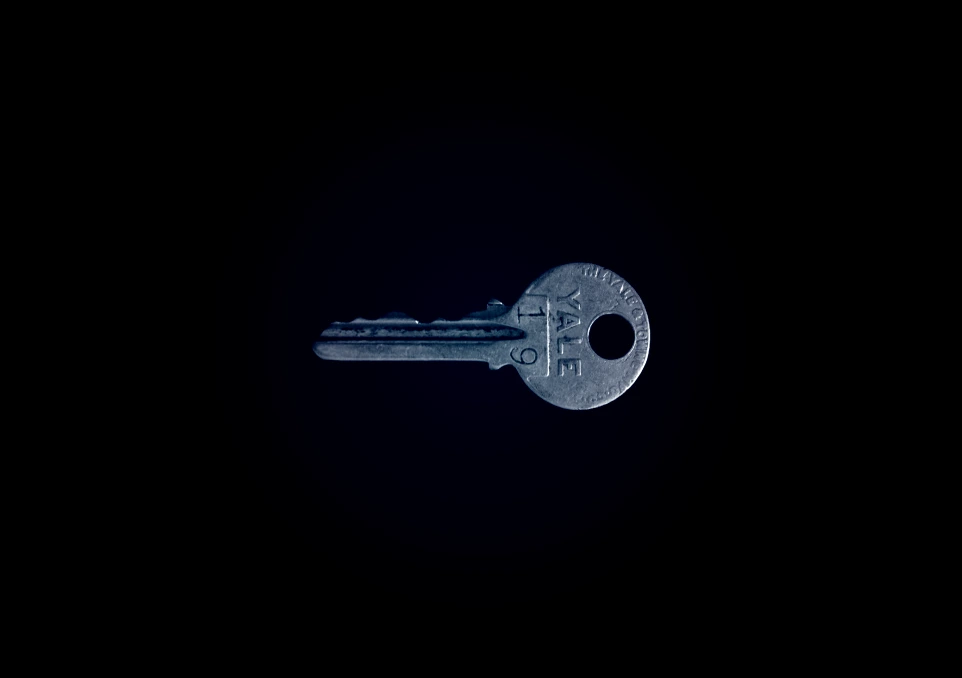 closeup photo of Yale 19 key against black background